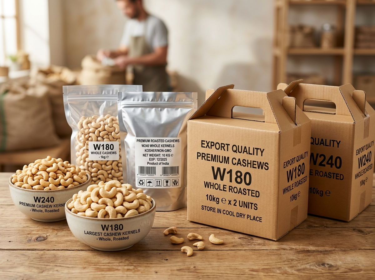 Tanzanian cashew kernels available in W180, W240, W320 and W450 grades